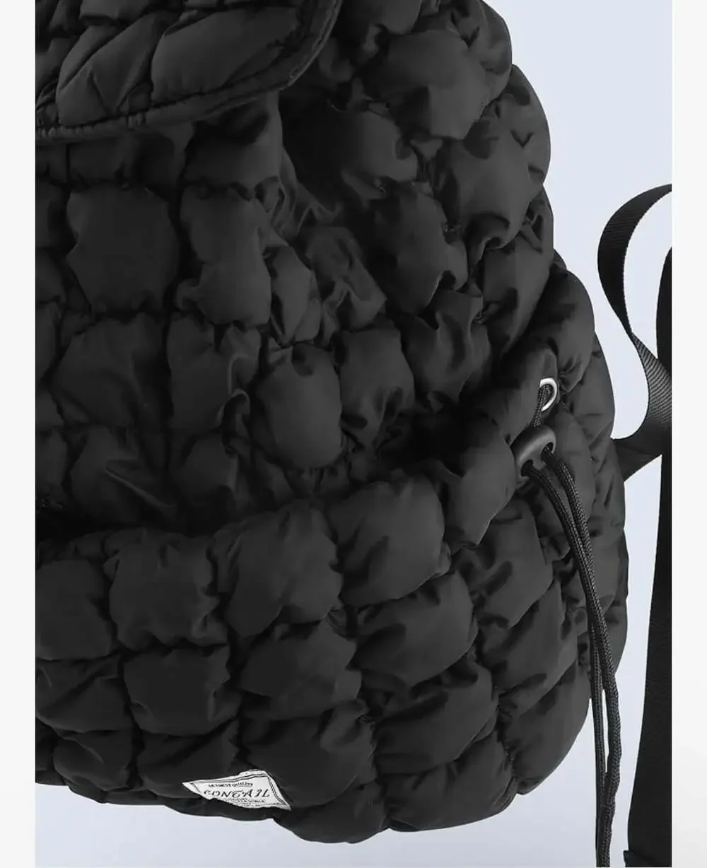 CONTAIL Black Puffy‎ Quilted Backpack Lightweight Cloud Bag